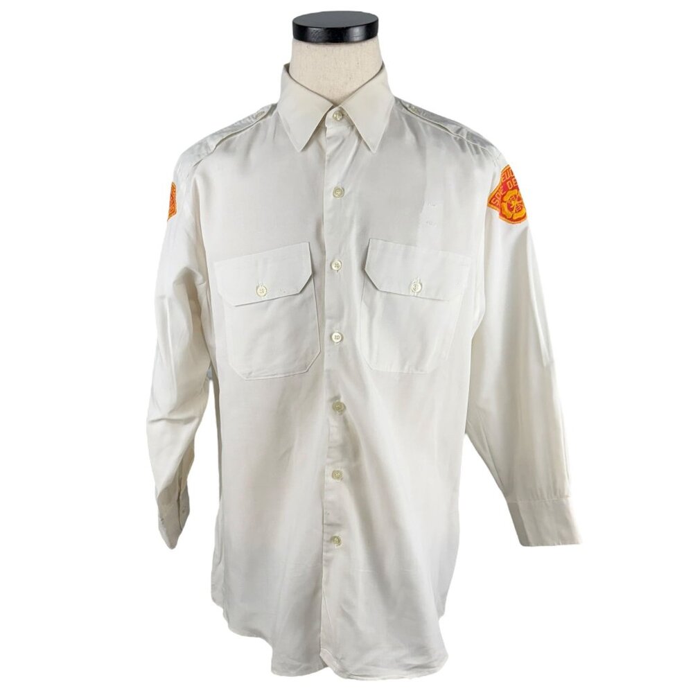 Vintage South Euclid Fire Department 70's XL White Button Down Uniform Shirt
